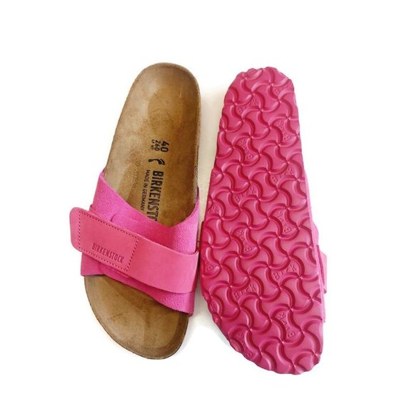 Birkenstock Oita Nubuck Suede Leather Sandals Womens 9 Mens 7 Fuchsia Tulip EU40 - Picture 8 of 9